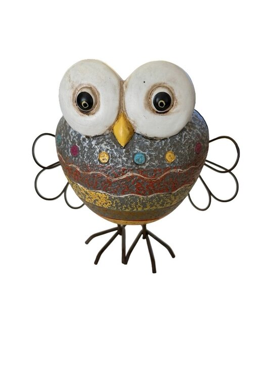 Other - Colorful Metal Owl Figurine Decorative Pattern Rustic Rock Garden Yard Decor